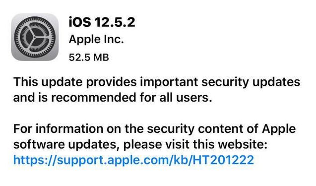 王五镇苹果手机维修分享iOS12.5.2发布，建议所有老苹果用户安装 